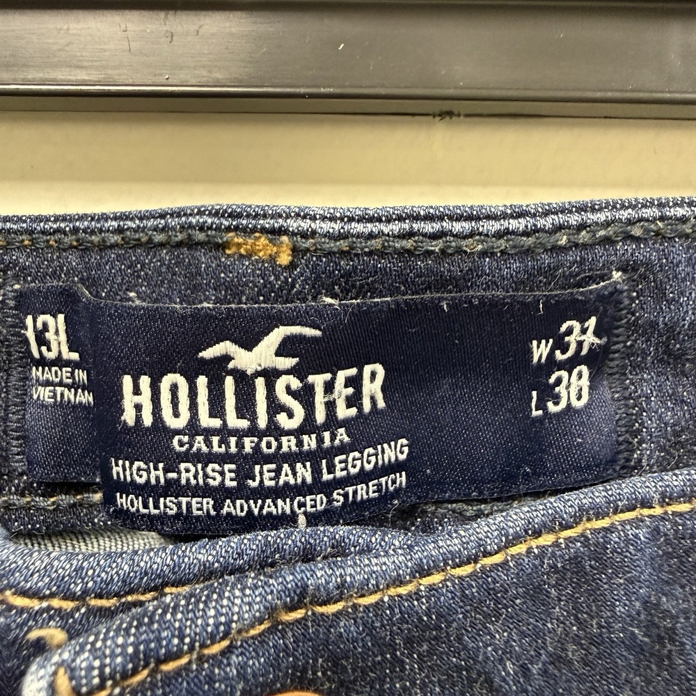 Hollister High Rise Jean Legging Girls Junior 13L W31 L30 Dark Wash Skinny - Picture 4 of 8